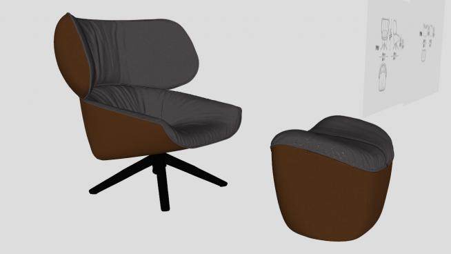 棕色扶手椅单人沙发土耳其式的塔巴诺SU模型下载_sketchup草图大师SKP模型