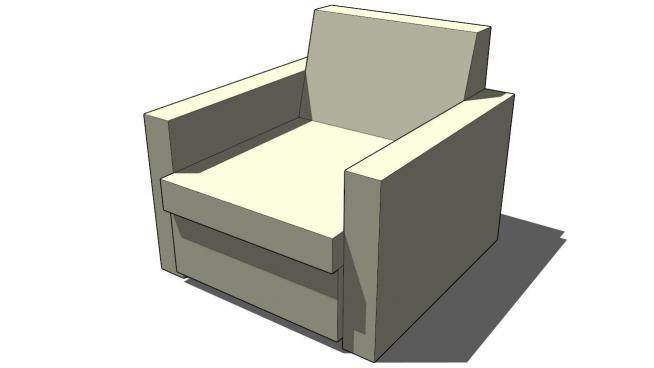 黄色单人沙发矩形扶手椅SU模型下载_sketchup草图大师SKP模型