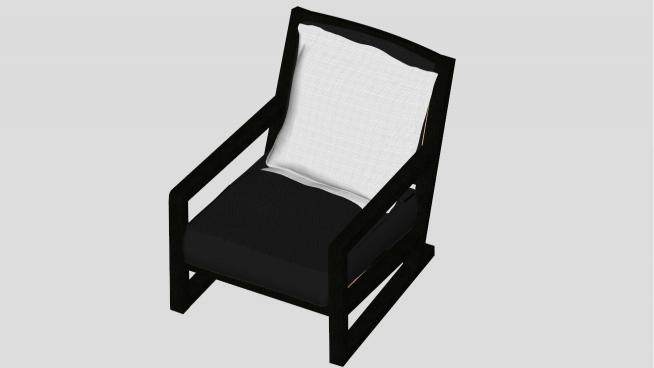 意大利黑色单人沙发扶手椅SU模型下载_sketchup草图大师SKP模型