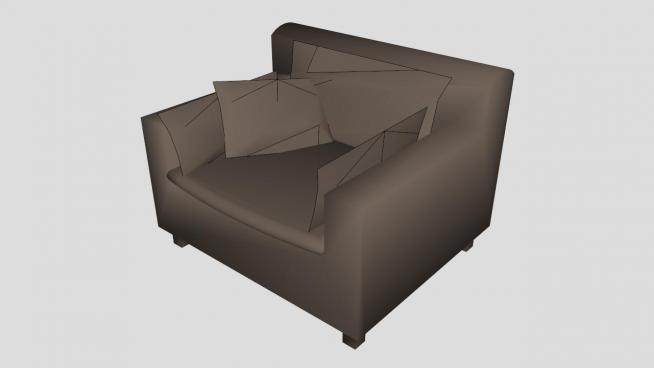 棕色单人沙发扶手椅SU模型下载_sketchup草图大师SKP模型