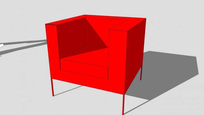 宜家风红色单人沙发扶手椅SU模型下载_sketchup草图大师SKP模型