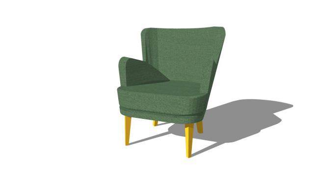单人绿色沙发躺椅扶手椅SU模型下载_sketchup草图大师SKP模型