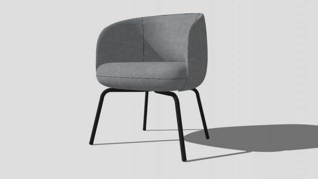 灰色高脚椅嵌套低矮椅子SU模型下载_sketchup草图大师SKP模型