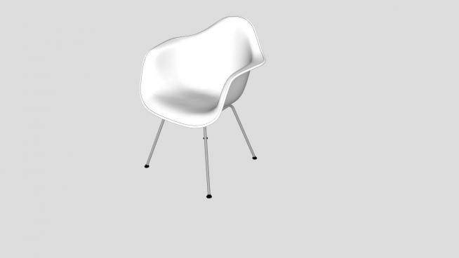 白色扶手椅埃姆斯塑料椅SU模型下载_sketchup草图大师SKP模型