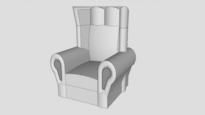 白色单人沙发欧式沙发SU模型下载_sketchup草图大师SKP模型
