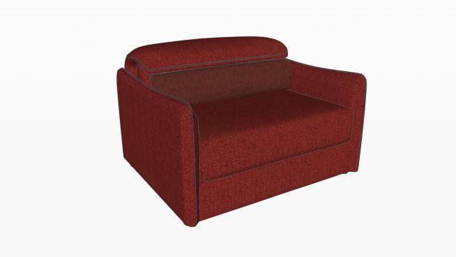 红色躺椅扶手椅单人沙发SU模型下载_sketchup草图大师SKP模型