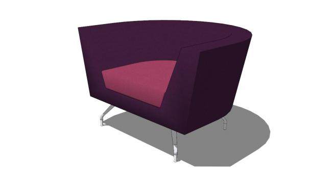 紫色单人沙发LB躺椅SU模型下载_sketchup草图大师SKP模型