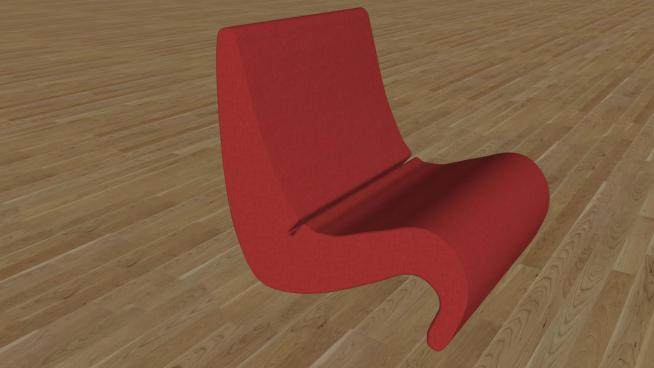 红色舒适单人沙发安乐椅SU模型下载_sketchup草图大师SKP模型