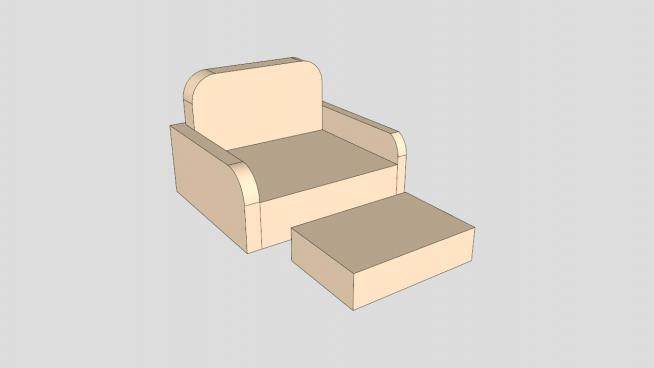 黄色布艺沙发带腿座单人座席沙发SU模型下载_sketchup草图大师SKP模型