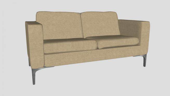 仿麂皮真皮双人沙发二层沙发SU模型下载_sketchup草图大师SKP模型