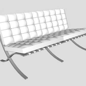 真皮沙发巴萨风格双人沙发SU模型下载_sketchup草图大师SKP模型