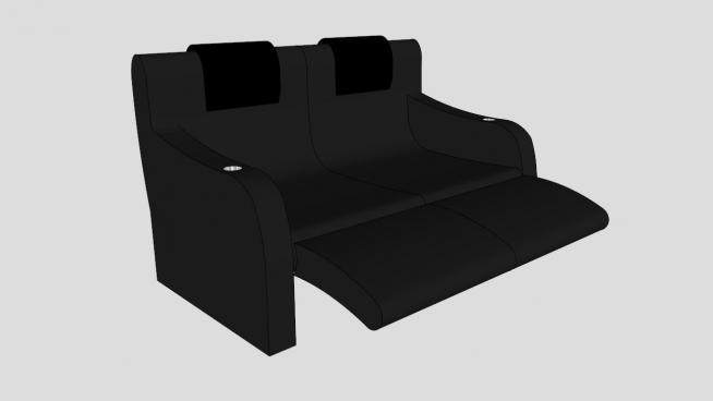 影院沙发黑色座椅双人沙发SU模型下载_sketchup草图大师SKP模型