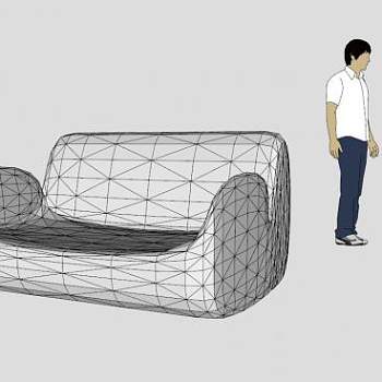 复古双人沙发扶手椅座椅SU模型下载_sketchup草图大师SKP模型