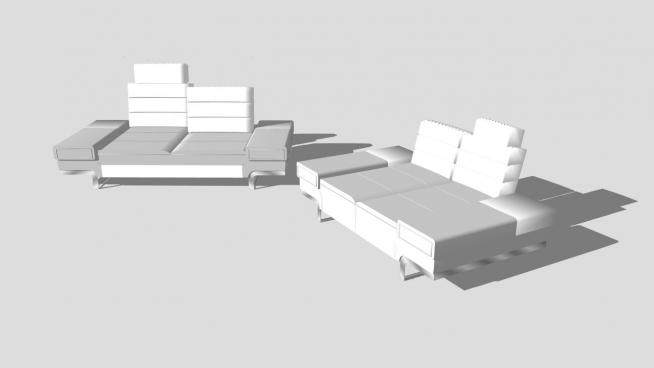 白色双人沙发扫描设计SU模型下载_sketchup草图大师SKP模型