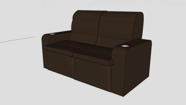 棕色现代双人沙发SU模型下载_sketchup草图大师SKP模型