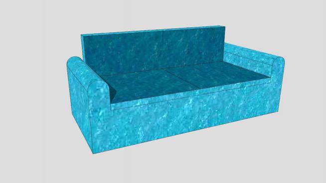 水椅蓝色双人沙发SU模型下载_sketchup草图大师SKP模型