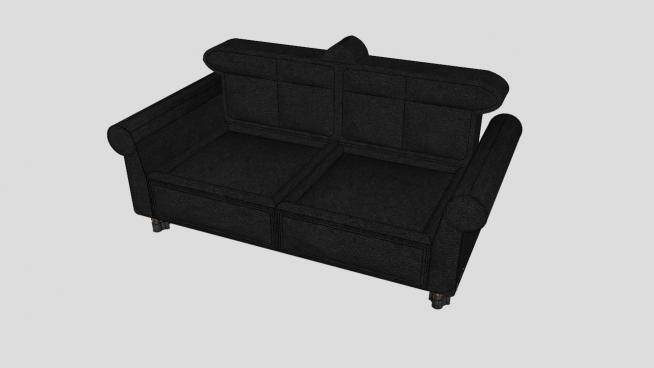 美式沙发黑色经典双人沙发SU模型下载_sketchup草图大师SKP模型