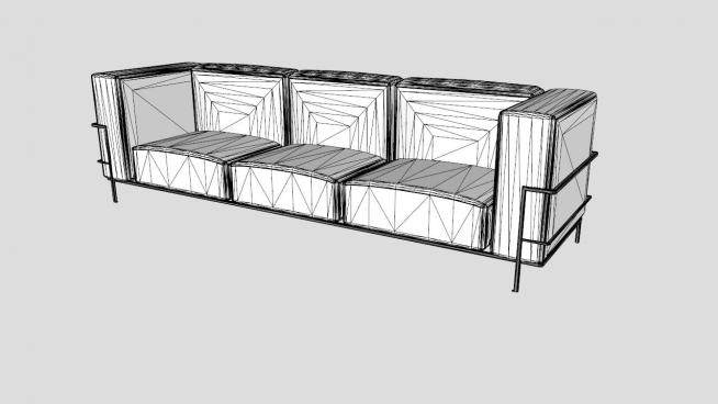 现代沙发经典三人座椅沙发SU模型下载_sketchup草图大师SKP模型