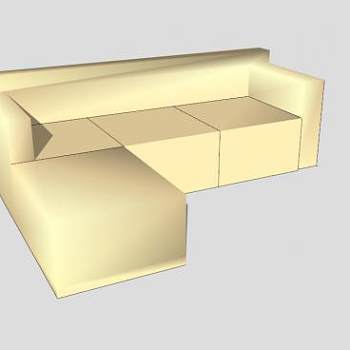 休闲沙发米黄色三人沙发SU模型下载_sketchup草图大师SKP模型