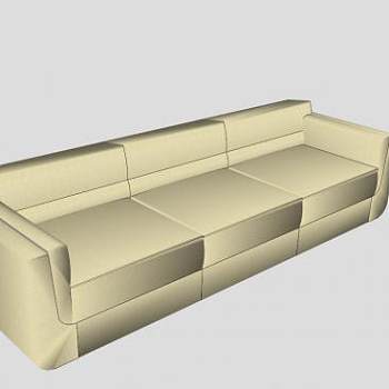 纳图兹沙发米黄色三人沙发SU模型下载_sketchup草图大师SKP模型