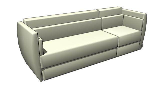 现代沙发白色三人沙发睡椅SU模型下载_sketchup草图大师SKP模型