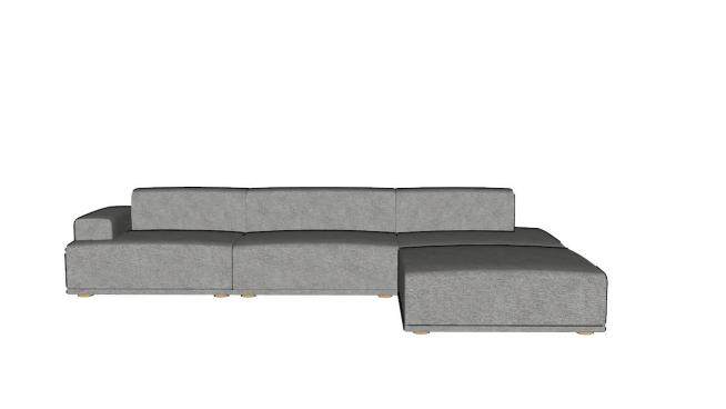 休闲沙发灰色低背三人沙发SU模型下载_sketchup草图大师SKP模型