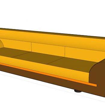 豪华沙发金色三人沙发SU模型下载_sketchup草图大师SKP模型