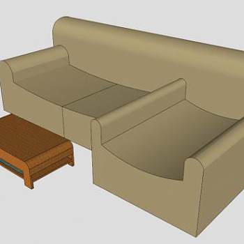 真皮沙发皮革休闲咖啡沙发SU模型下载_sketchup草图大师SKP模型