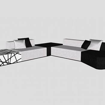 创意黑白沙发自由式沙发SU模型下载_sketchup草图大师SKP模型