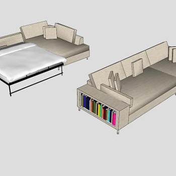 米黄色埃塞尔L型沙发SU模型下载_sketchup草图大师SKP模型