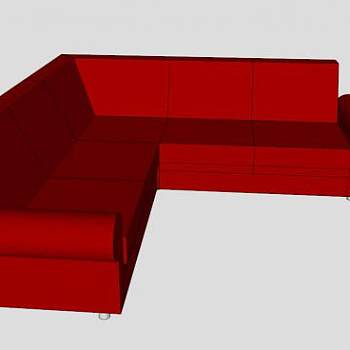 宜家角沙发红色多人沙发SU模型下载_sketchup草图大师SKP模型