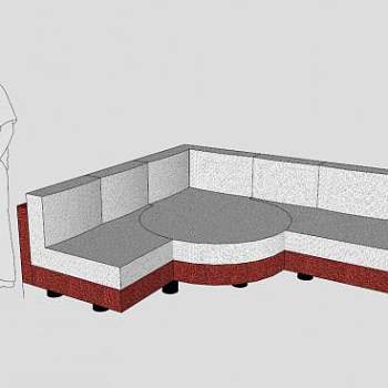 布艺沙发简易扶手沙发SU模型下载_sketchup草图大师SKP模型