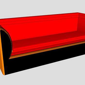 美式实木红色沙发SU模型下载_sketchup草图大师SKP模型