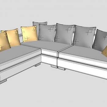 现代沙发白色转角沙发SU模型下载_sketchup草图大师SKP模型