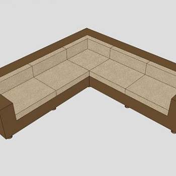 棕色现代沙发低角沙发SU模型下载_sketchup草图大师SKP模型