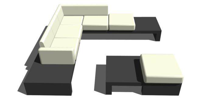 真皮沙发白色组合沙发SU模型下载_sketchup草图大师SKP模型