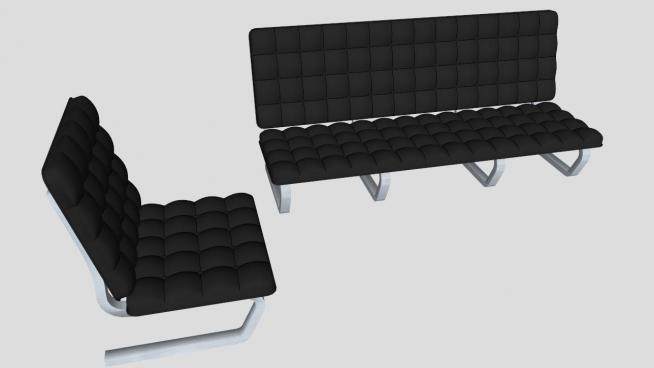 黑色组合沙发细胞沙发扶手椅SU模型下载_sketchup草图大师SKP模型