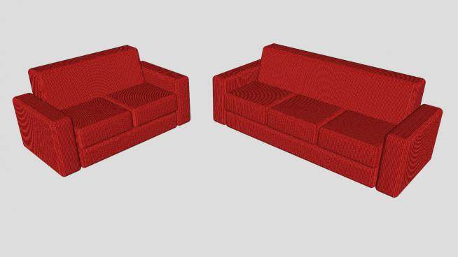 现代红色沙发SU模型下载_sketchup草图大师SKP模型