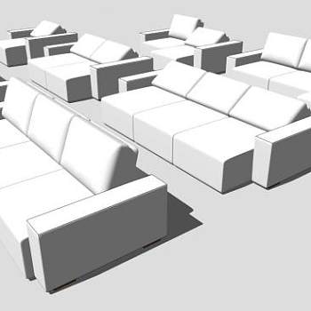 白色现代沙发扶手椅SU模型下载_sketchup草图大师SKP模型