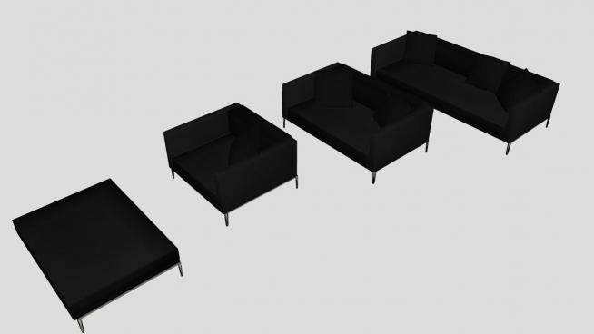 黑色沙发扶手椅土耳其沙发SU模型下载_sketchup草图大师SKP模型