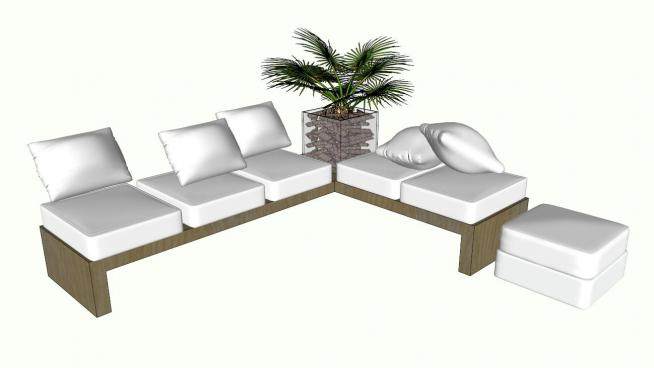 现代沙发白色组合沙发SU模型下载_sketchup草图大师SKP模型