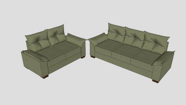 沙发绿色客厅套装SU模型下载_sketchup草图大师SKP模型