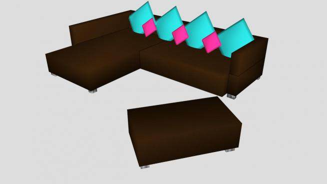 棕色沙发椅子SU模型下载_sketchup草图大师SKP模型