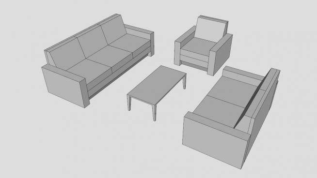 白色现代沙发组合沙发套SU模型下载_sketchup草图大师SKP模型