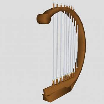 箜篌（空侯或坎侯）古琴乐器的SU模型_su模型下载 草图大师模型_SKP模型