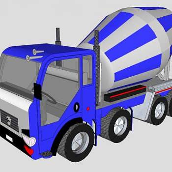 蓝色的混泥土混凝土车SU模型_su模型下载 草图大师模型_SKP模型