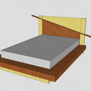 平台床单人床SU模型下载_sketchup草图大师SKP模型