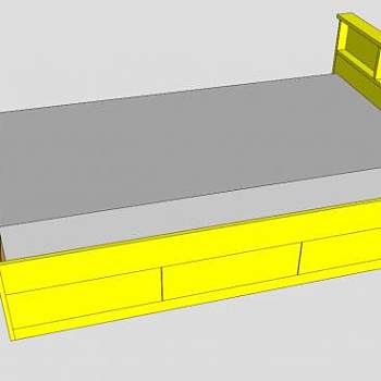 储物柜双人床SU模型下载_sketchup草图大师SKP模型