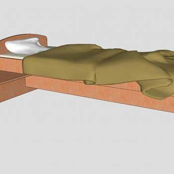 阁楼床平板床SU模型下载_sketchup草图大师SKP模型