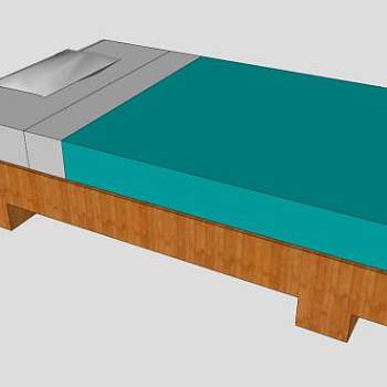 简易板式床SU模型下载_sketchup草图大师SKP模型